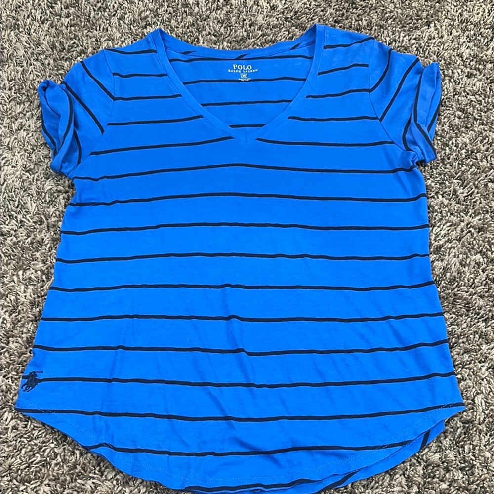 POLO by Ralph Lauren Women's Blue Striped Top